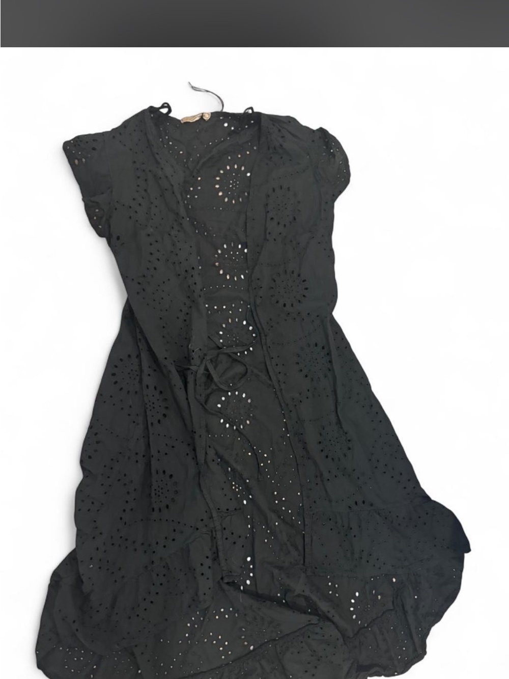 Black Eyelet Lace-Up Kids Dress